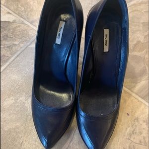 Miu Miu navy wedge shoes size 35.